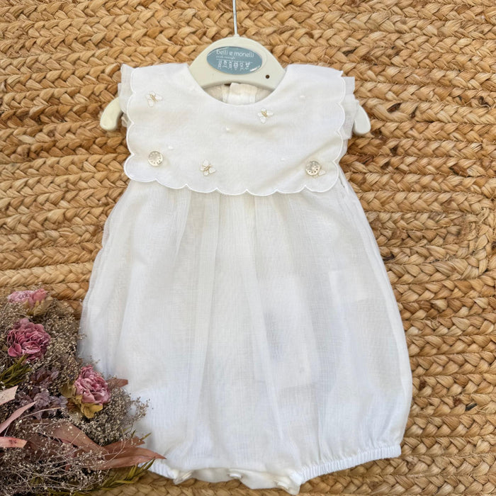 set nascita neonata in tessuto leggero con farfalle ricamate