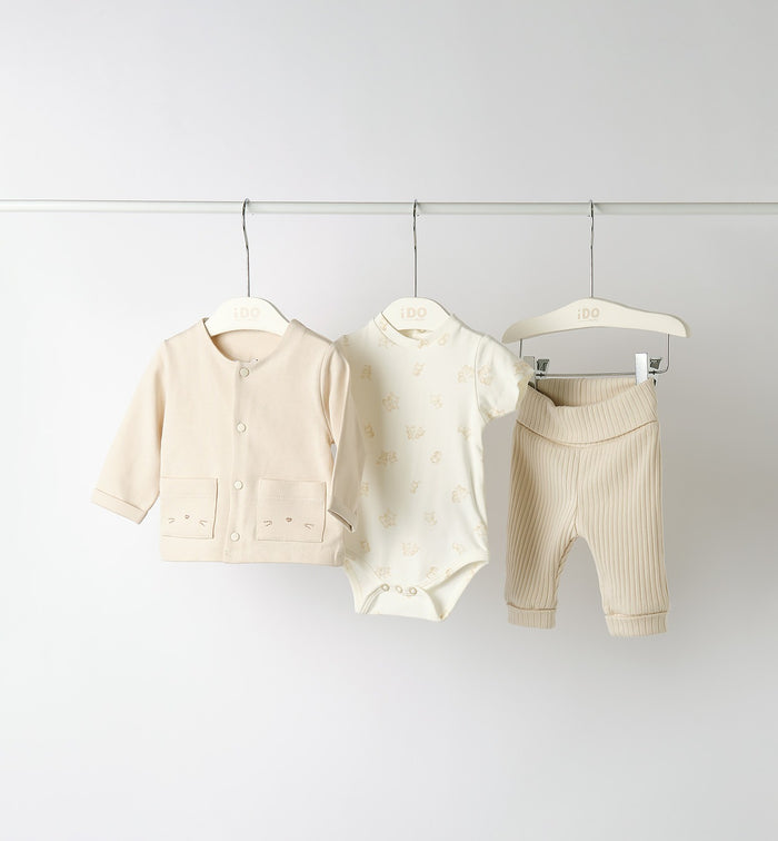 Set nascita neonato tre pezzi in cotone