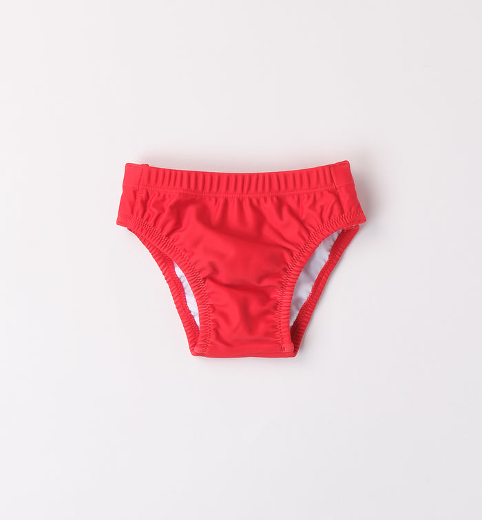 Slip costume rosso per bimbo con elastico in vita
