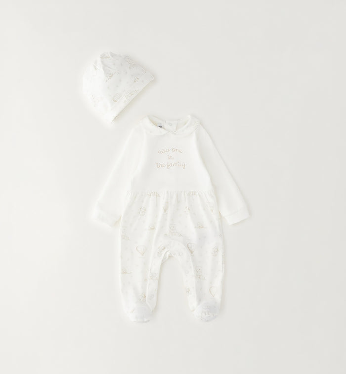 tutina neonato in cotone con cappellino coordinato