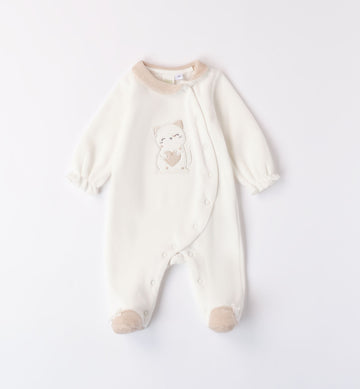 tutina invernale ciniglia panna neonata