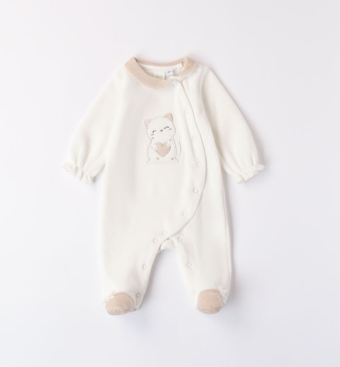 tutina invernale ciniglia panna neonata