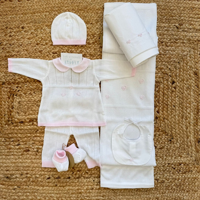 Uscita clinica neonata cotone panna e rosa completa