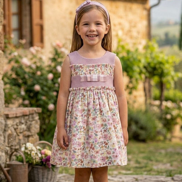Abito elegante bimba floreale con fiocco