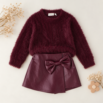 Maglioncino bimba bordeaux morbido effetto peluche