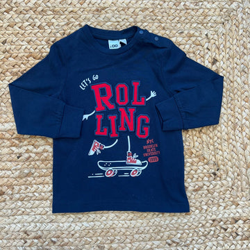 Maglia bimbo blu con stampa Rolling