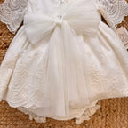 ABITO BATTESIMO BIMBA IN TULLE E PIZZO