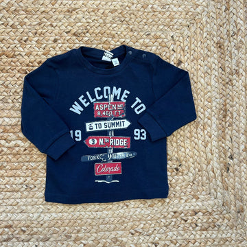 Maglia bimbo blu con stampa