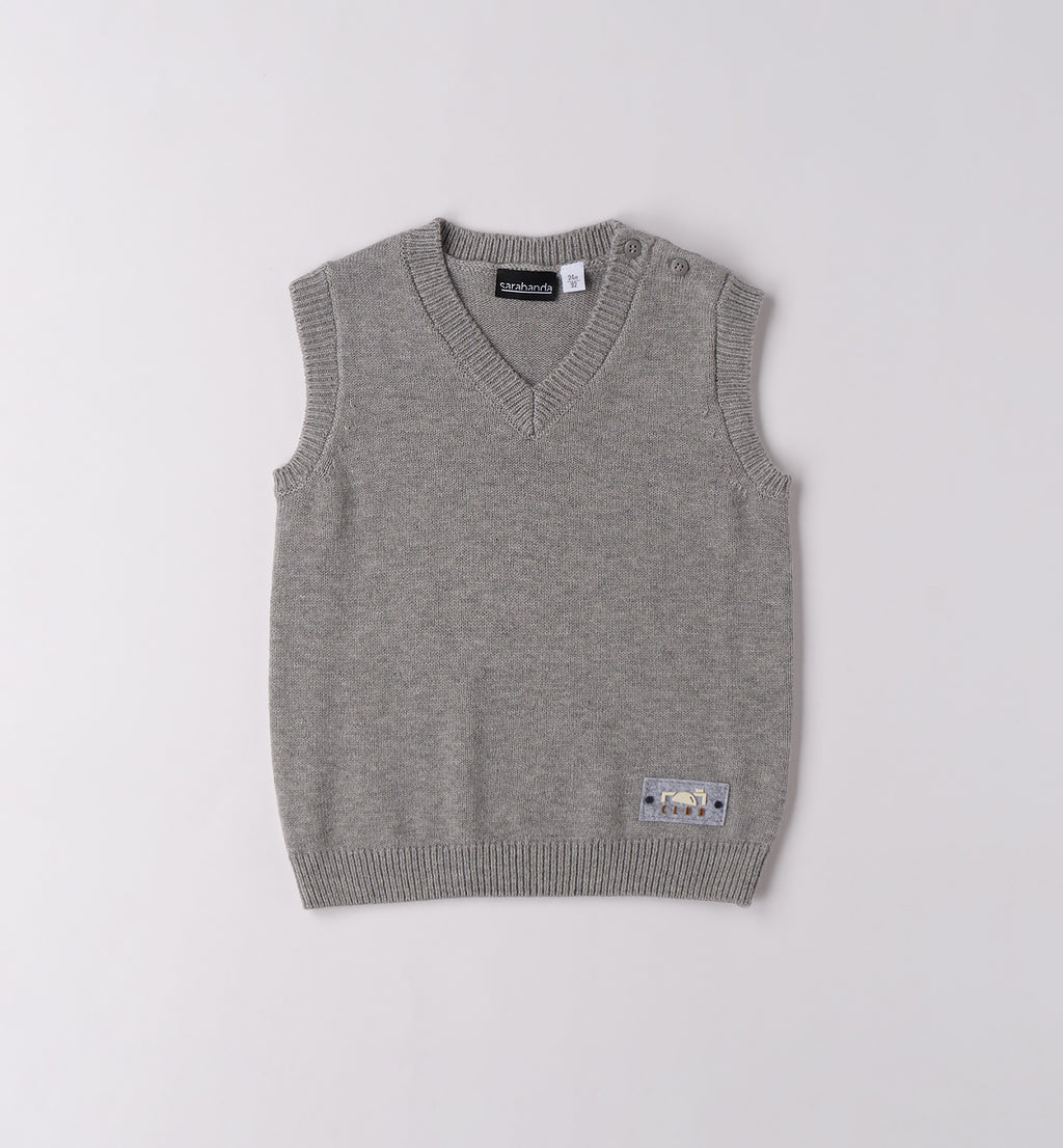 Completo elegante bambino camicia e gilet grigio