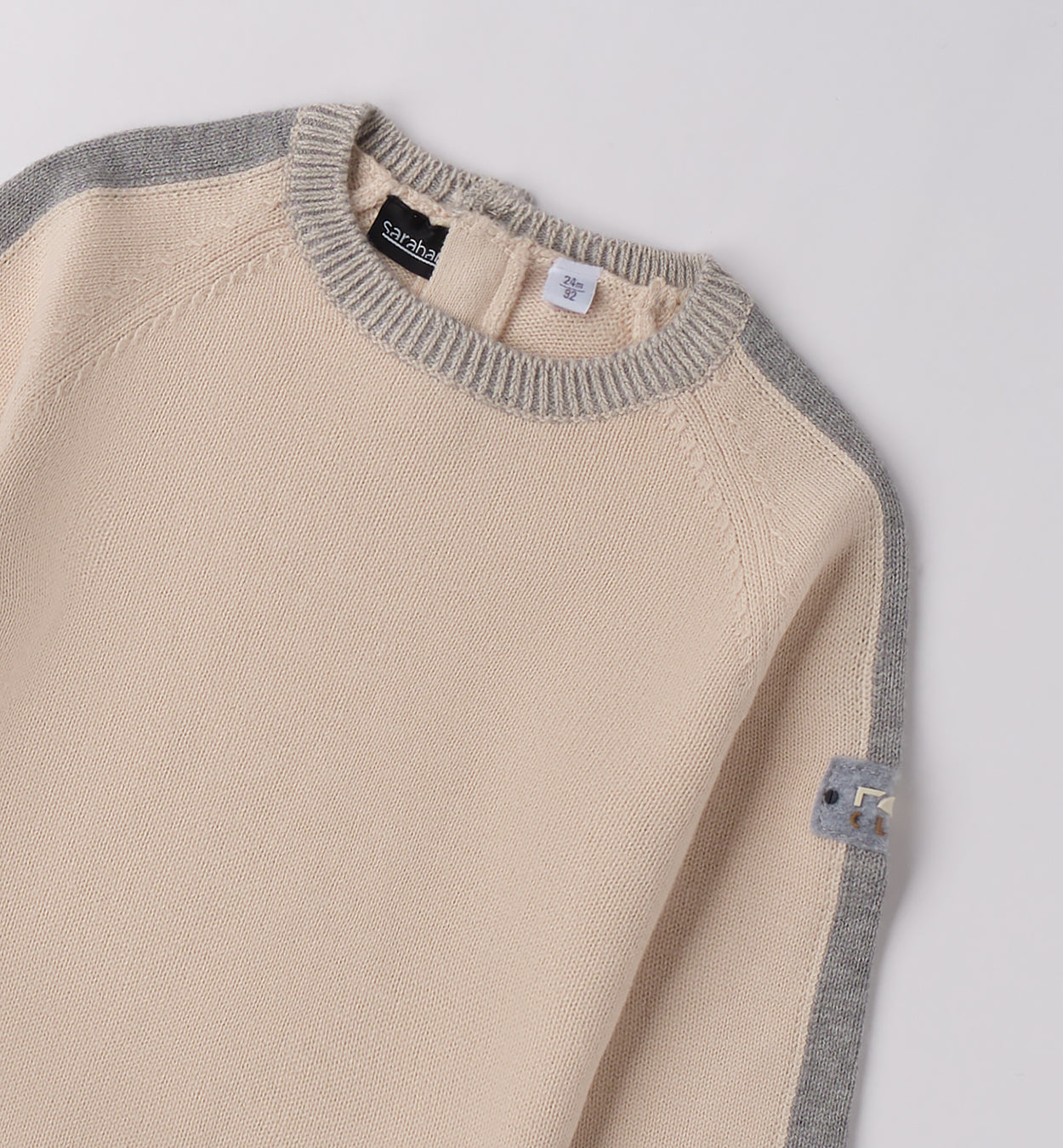 Maglioncino bambino caldo cotone beige e grigio
