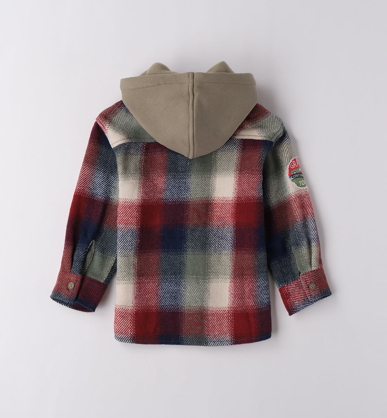 Completo casual chic bambino camicia a quadri rossi e verdi