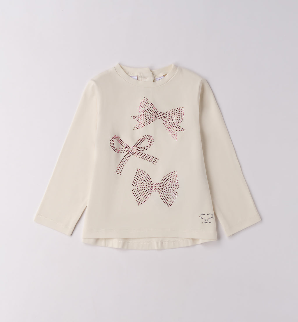 Completo bimba con maglia fiocchi e gonna plissé rosa