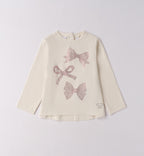 Completo bimba con maglia fiocchi e gonna plissé rosa