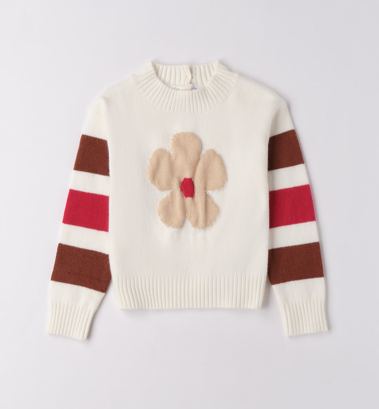 Completo bimba beige con maglia fiore e pantaloni