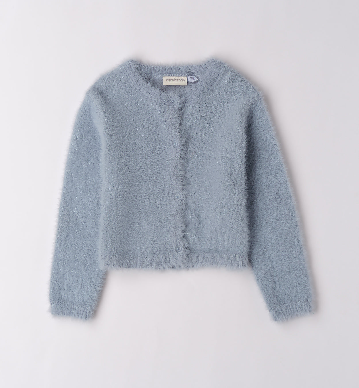 Completo bambina cardigan azzurro e gonna pied de poule