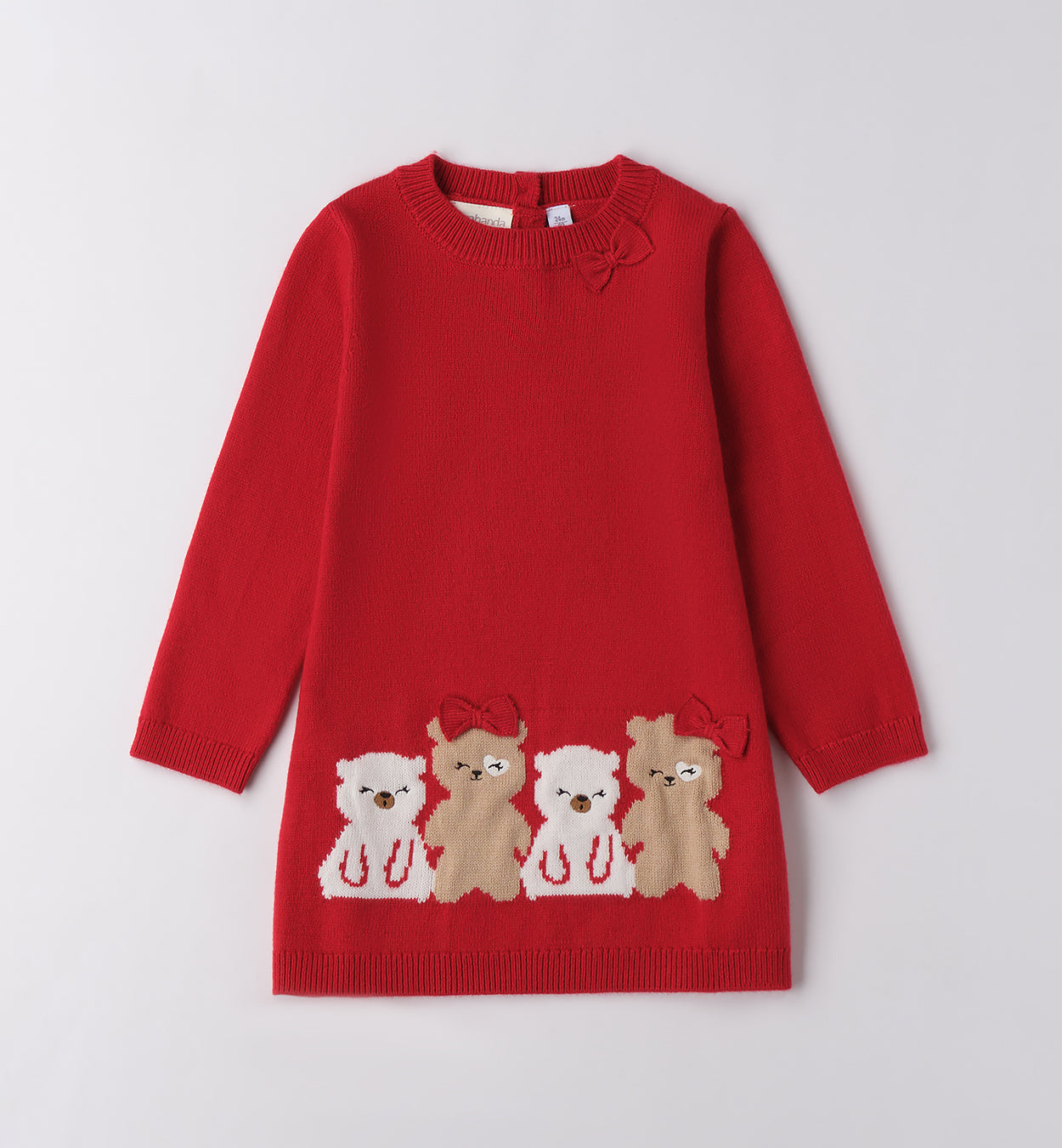 Abito bambina in maglia rossa con orsetti