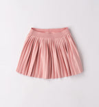 Completo bimba con maglia fiocchi e gonna plissé rosa