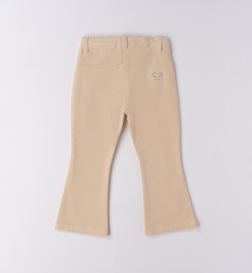 Completo bimba beige con maglia fiore e pantaloni