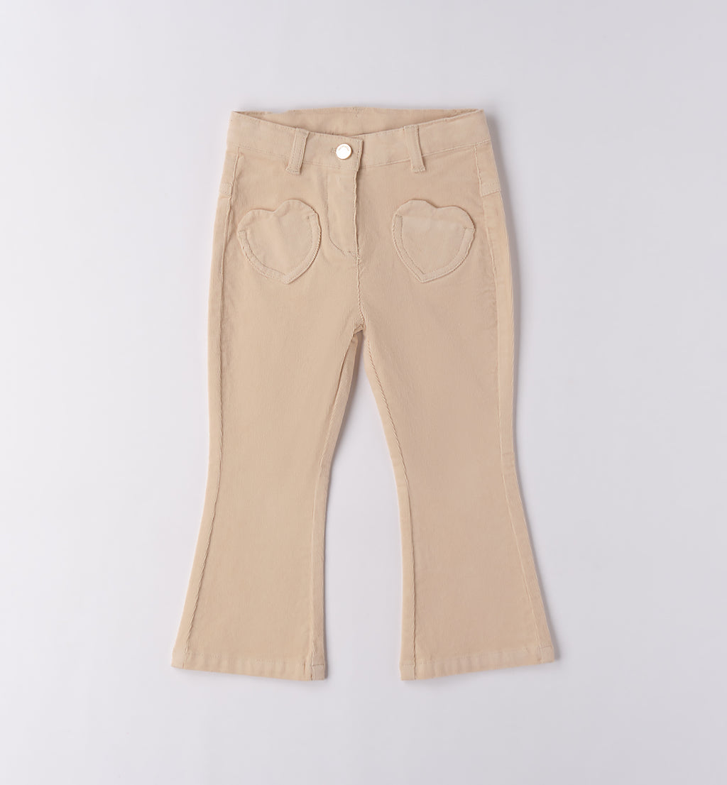 Completo bimba beige con maglia fiore e pantaloni