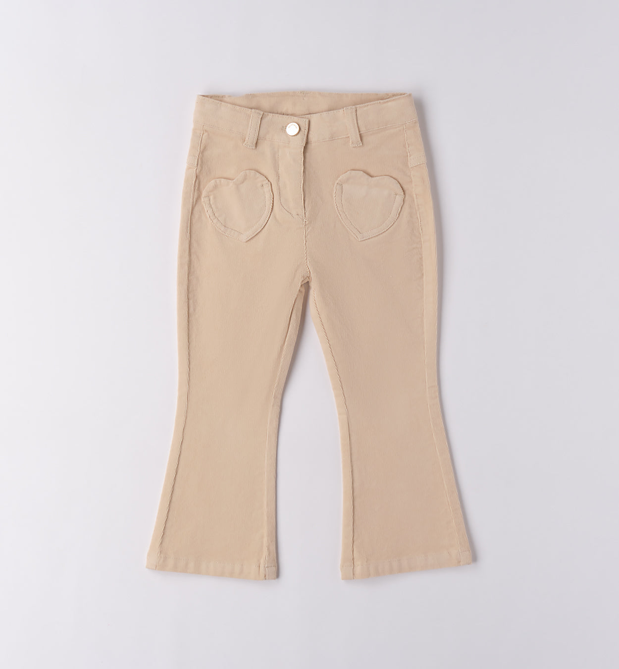 Completo bimba beige con maglia fiore e pantaloni