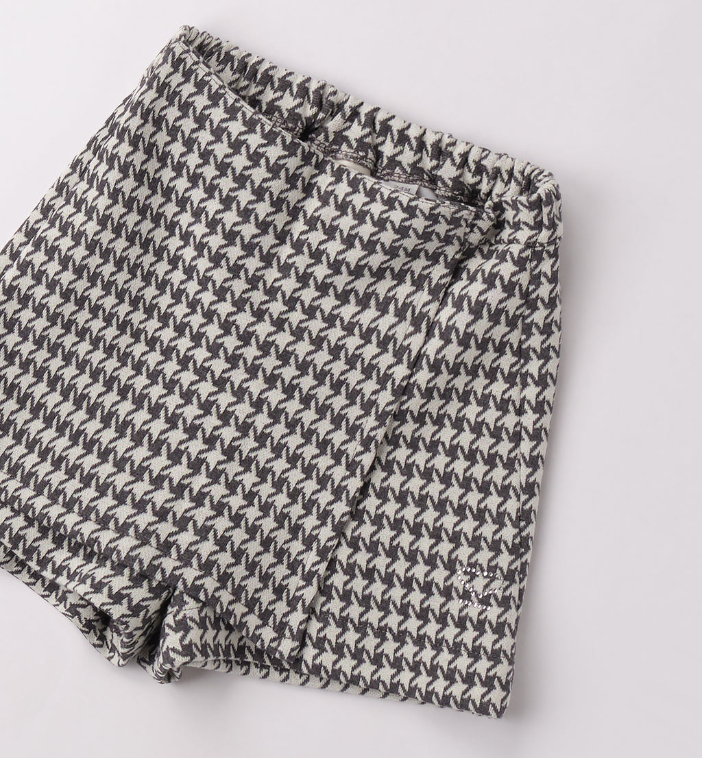 Completo bambina cardigan azzurro e gonna pied de poule