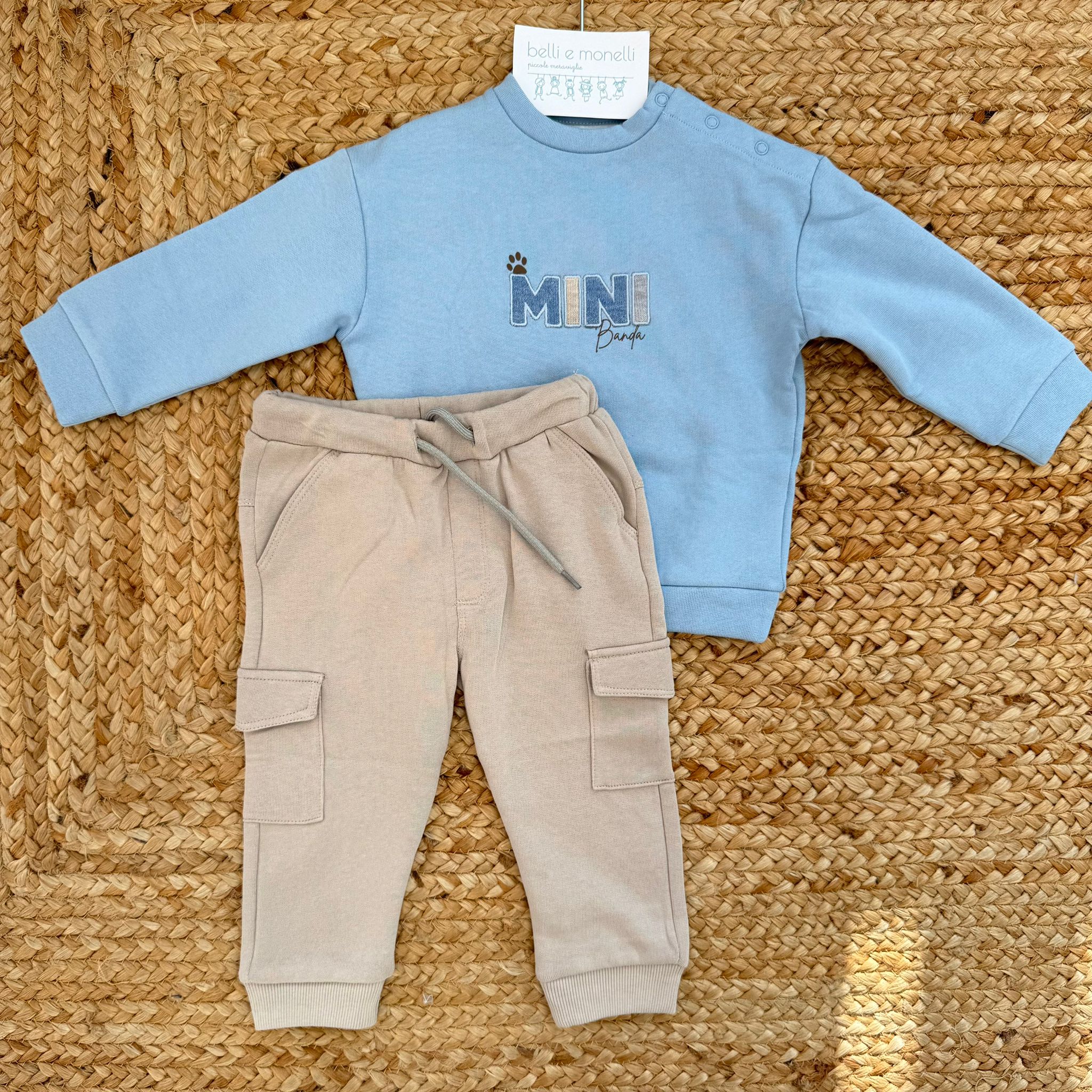 Completo bimbo azzurro e beige