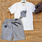 COMPLETO ESTIVO BAMBINO CON T-SHIRT E SHORTS A RIGHE
