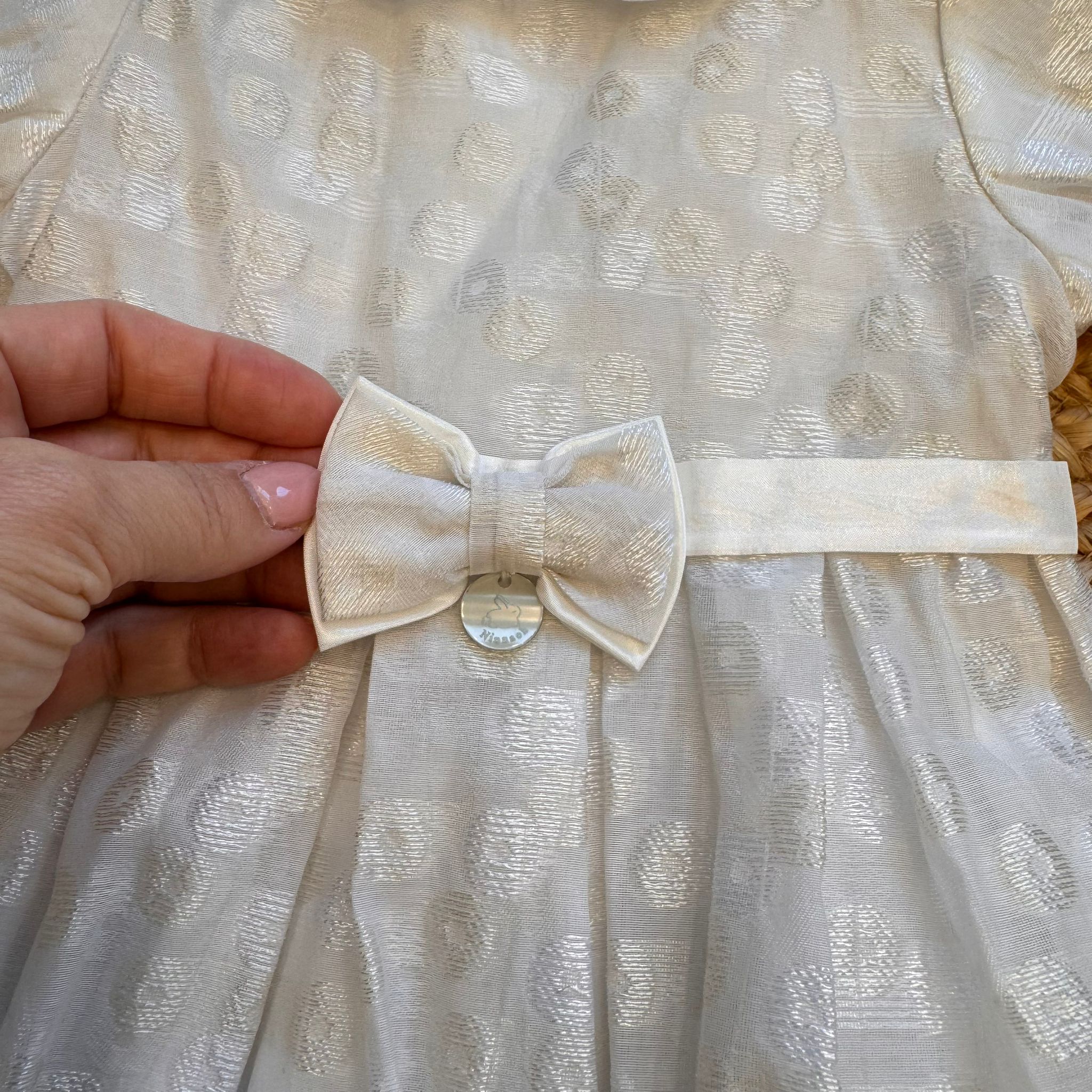 ABITO BIANCO ARGENTO CON COLLETTO