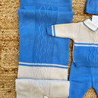 Set Nascita neonato pura lana azzurro e panna