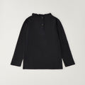 Lupetto bimba nero con collo arricciato e maniche lunghe. Elegante sotto vestiti, salopette e abitini natalizi. Scoprilo su Belli e Monelli.