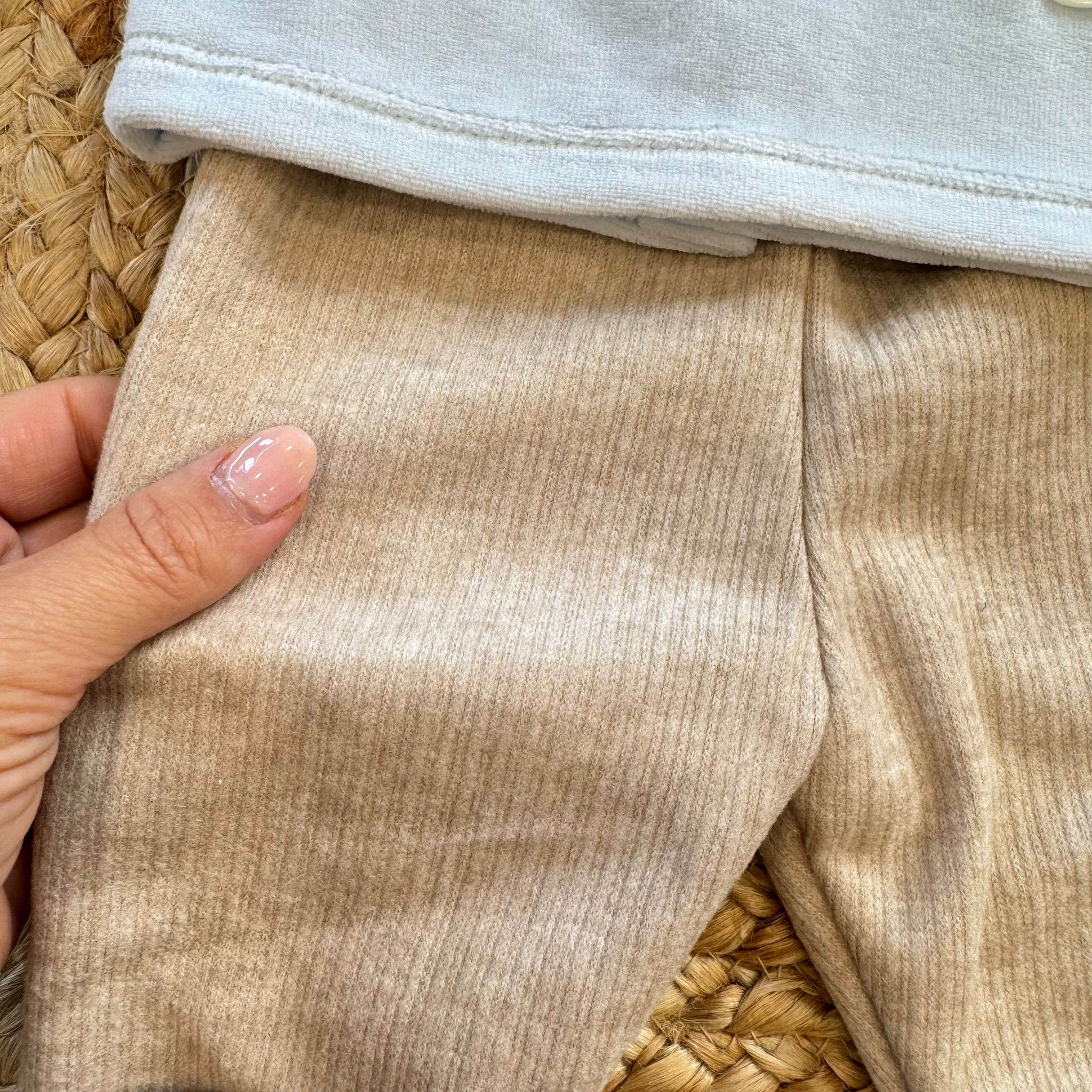 Uscita clinica neonato ciniglia celeste e beige con orsetto