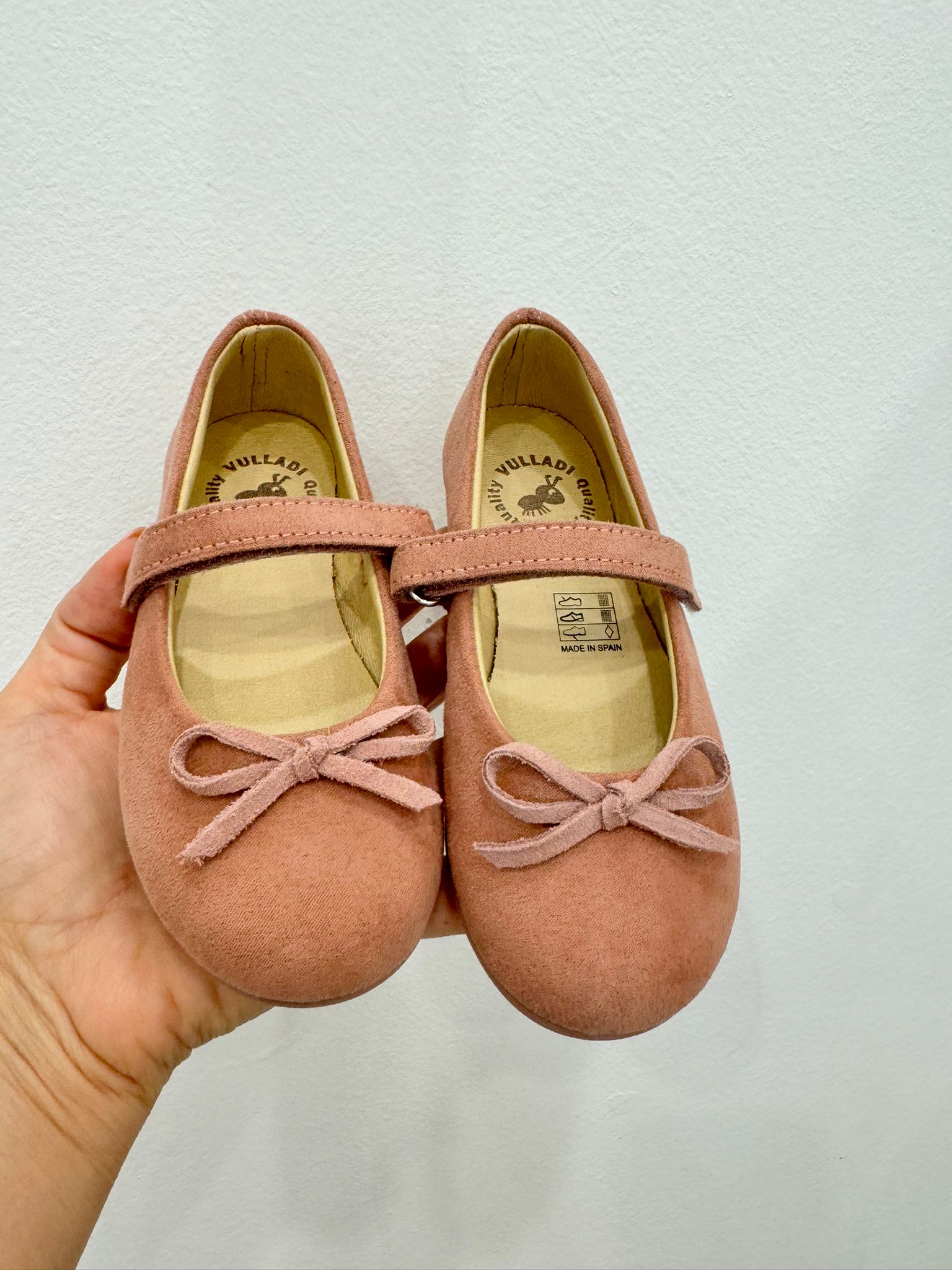 Scarpine bambina velluto rosa antico con fiocco