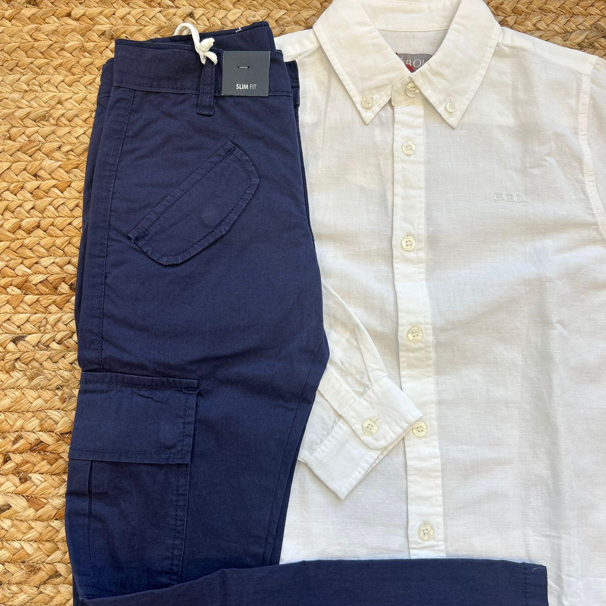 COMPLETO ESTIVO CAMICIA E PANTALONE CARGO BLU