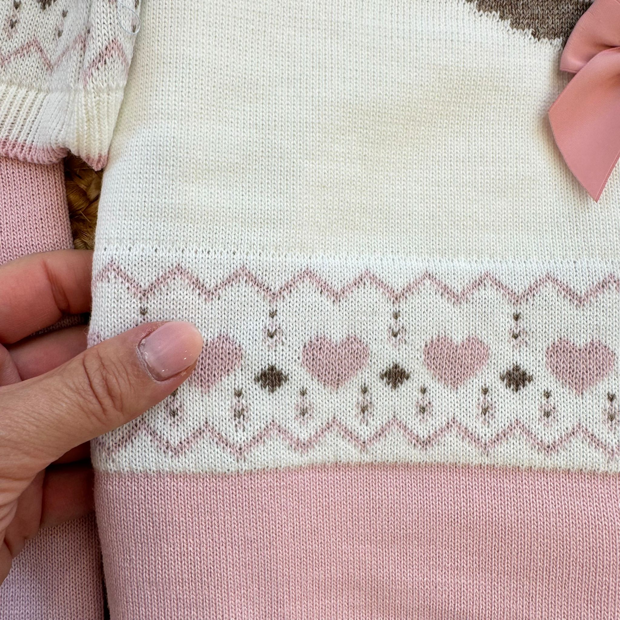 Set nascita neonata rosa e panna con orsetto