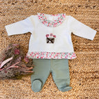 Uscita clinica neonata in caldo cotone con coperta sacco e fiori rosa