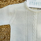 Tutina neonato/a panna in lana e cashmere con scarpine coordinate