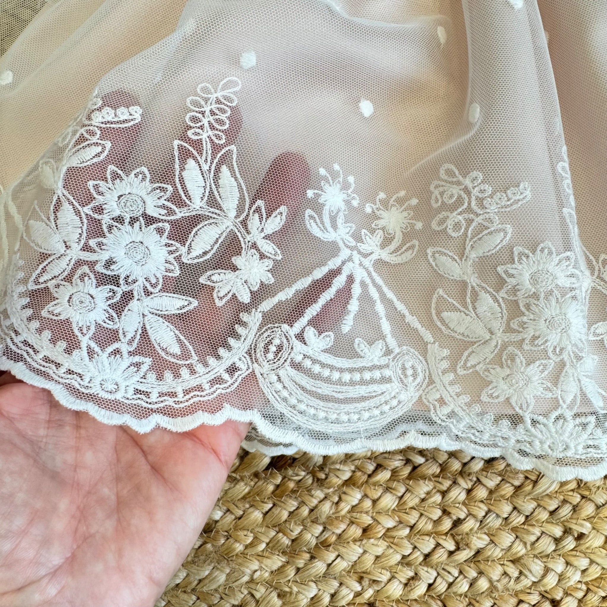  Abito cerimonia bambina in tulle con pois e ricami
