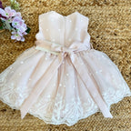  Gonna abito Battesimo bambina con ricami e tulle