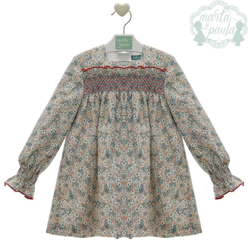 Abitino autunnale floreale con punto smock e dettagli raffinati