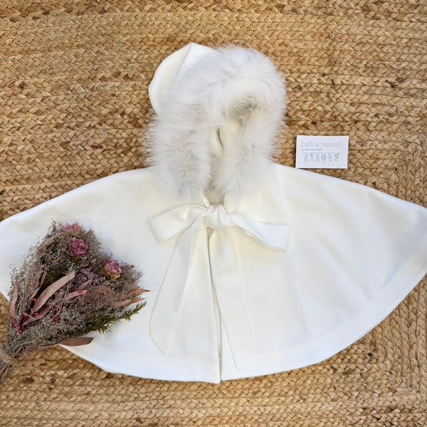 Mantella battesimo bimba con cappuccio e fiocco