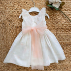 ABITO ELEGANTE ROSA CIPRIA CON FIORI IN TULLE