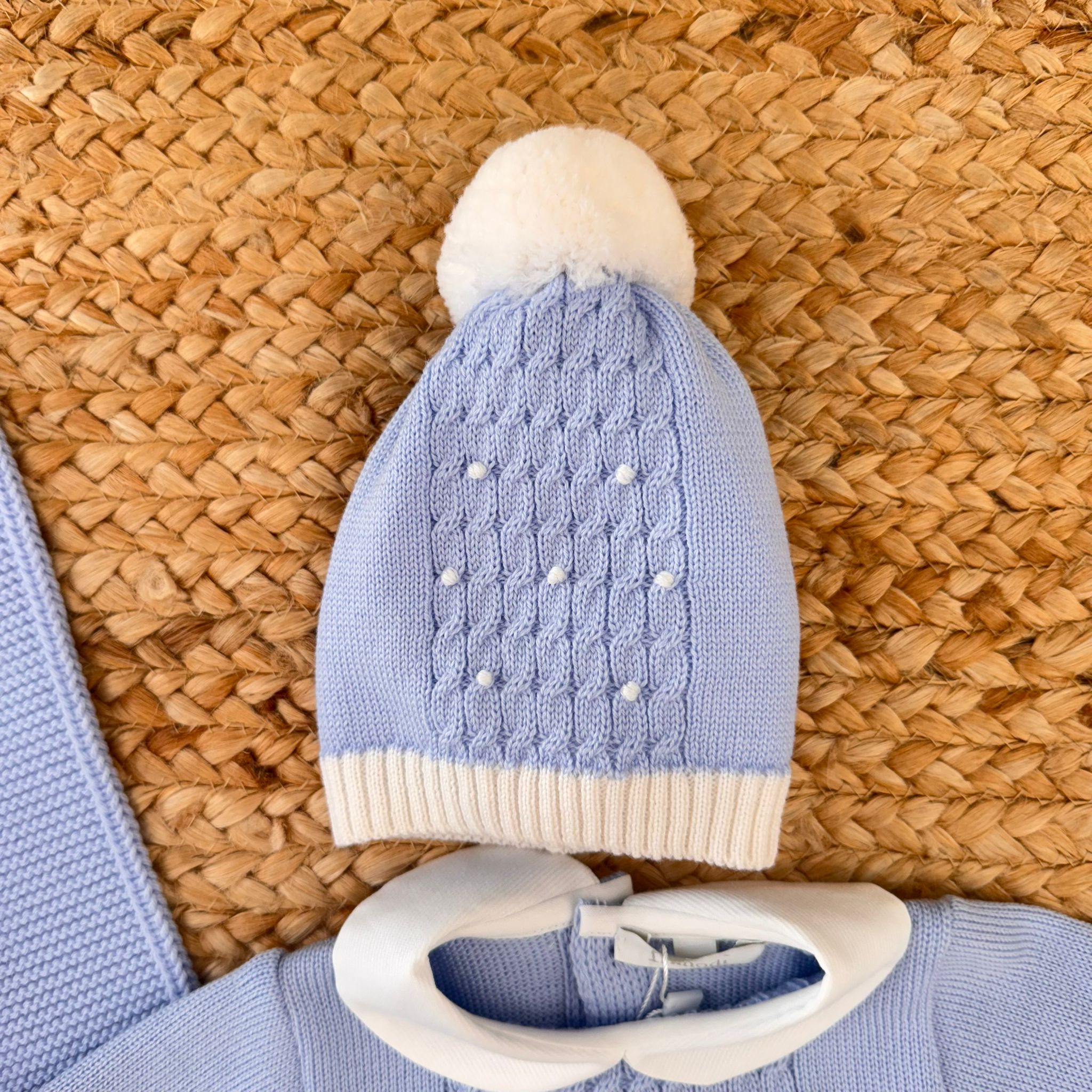 USCITA CLINICA AZZURRO E PANNA IN LANA MERINO |NUOVA COLLEZIONE