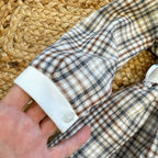 Abitino scozzese panna e beige con fiocco in vita