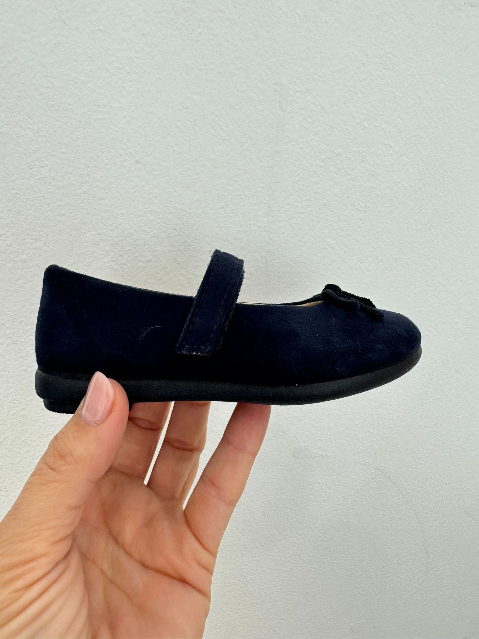 Scarpine bambina velluto blu con fiocco