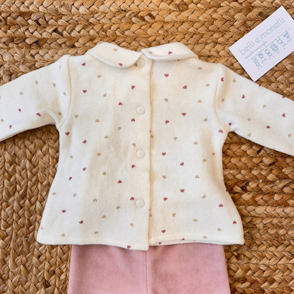 Tutina neonata in caldo cotone e ciniglia rosa antico