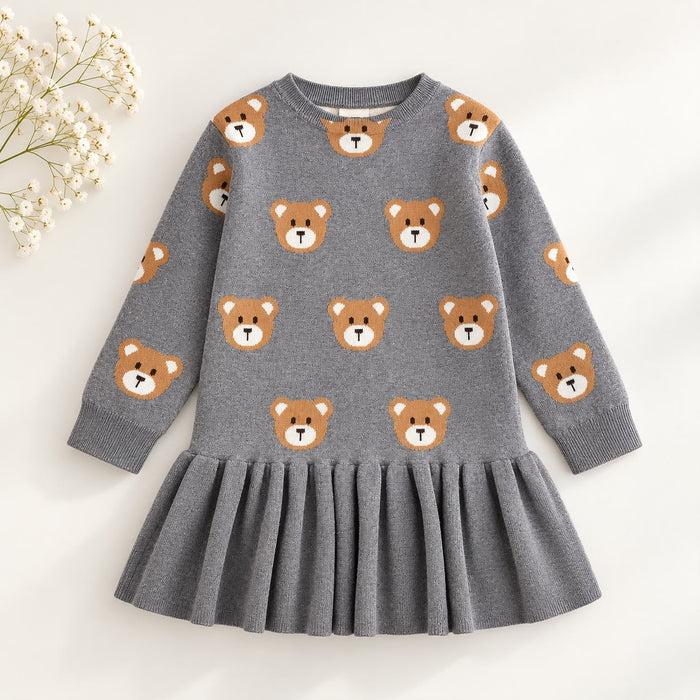 Abito bimba grigio con orsetti