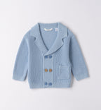COMPLETO NEONATO AZZURRO POLVERE CON CAMICINA E CARDIGAN