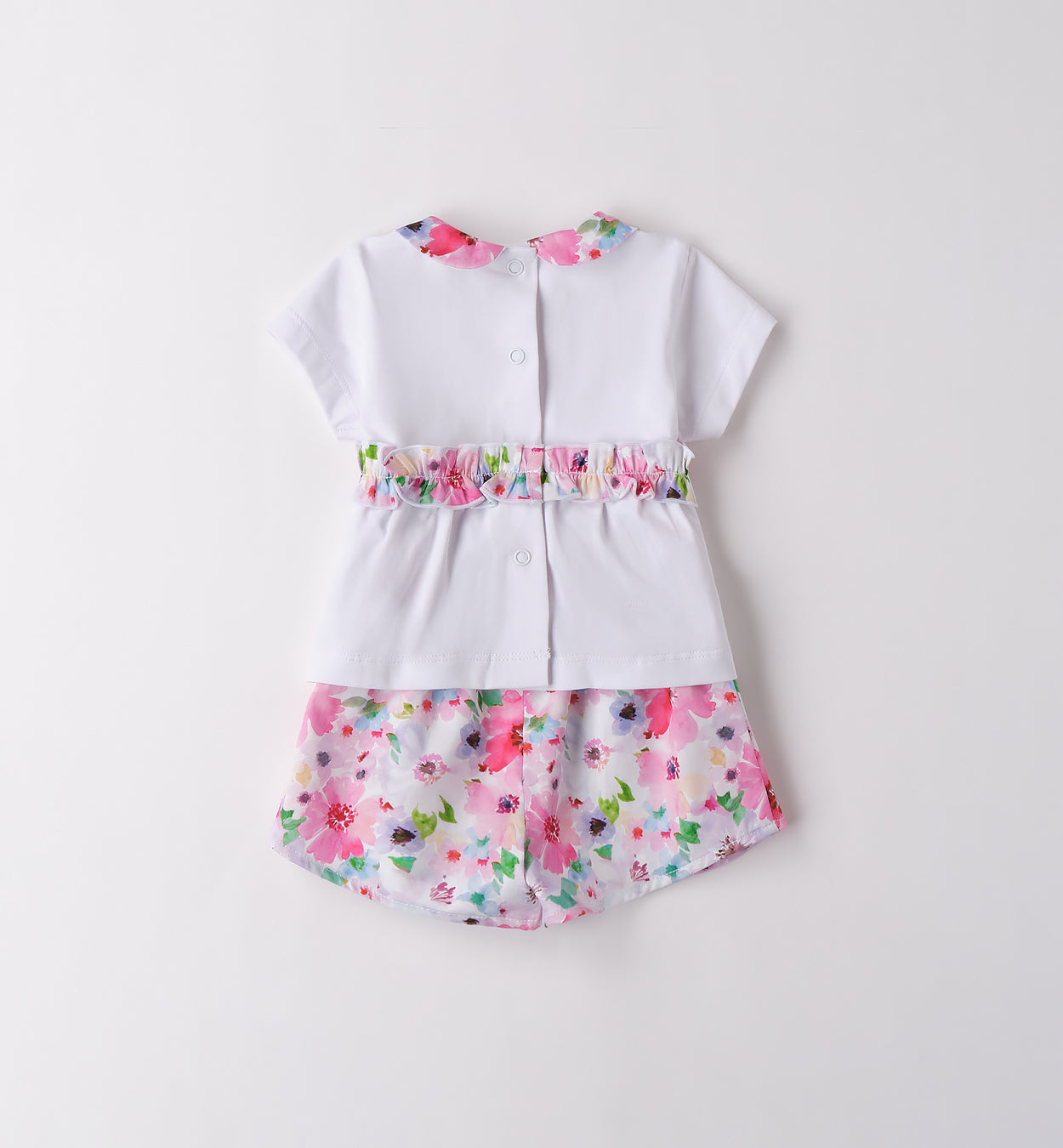 COMPLETO ESTIVO BIMBA CON DETTAGLI FLOREALI