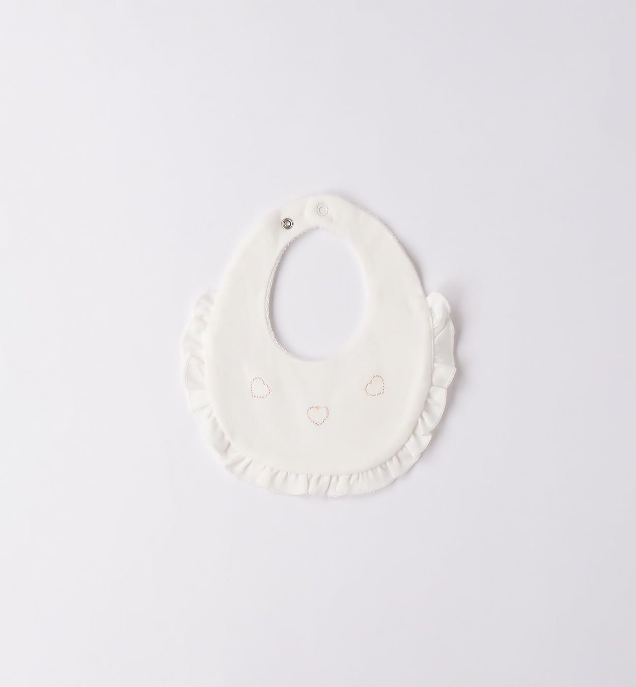 Bavetta neonata con cuori ricamati