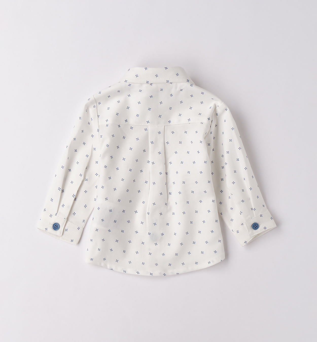 Completo bambino camicia fantasia e cardigan blu